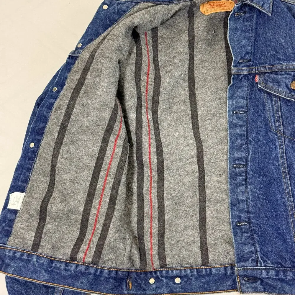 Vintage 1988 Levis 71506 Blanket Lined Denim Trucker Jacket 38L USA Workwear